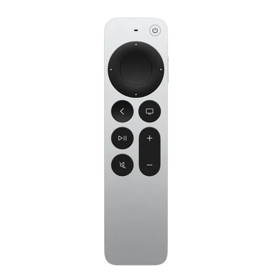 Official product photo of the Apple Siri Remote with touch ring and aluminum body