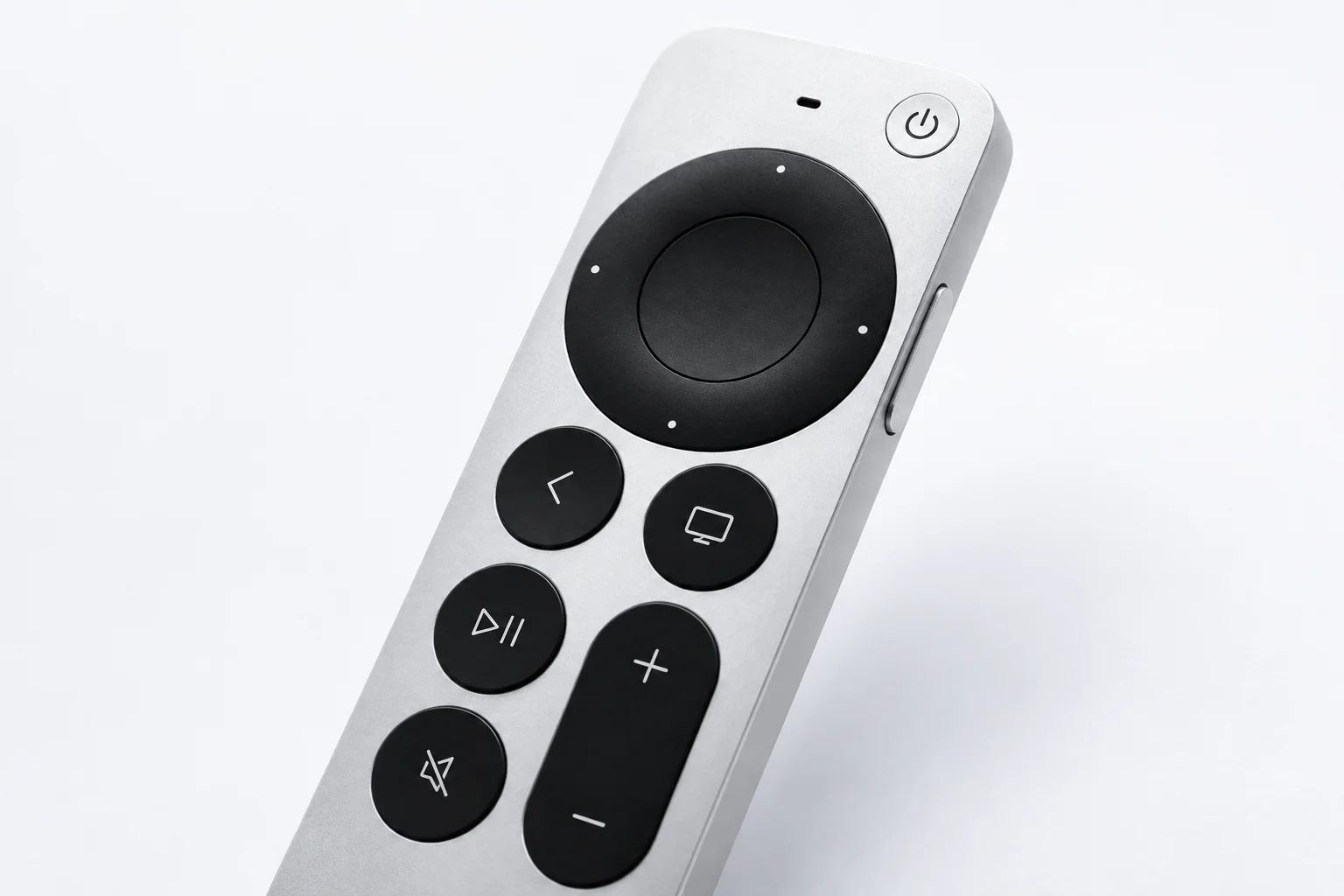 Illustrated close-up of the Siri button on the side of the remote