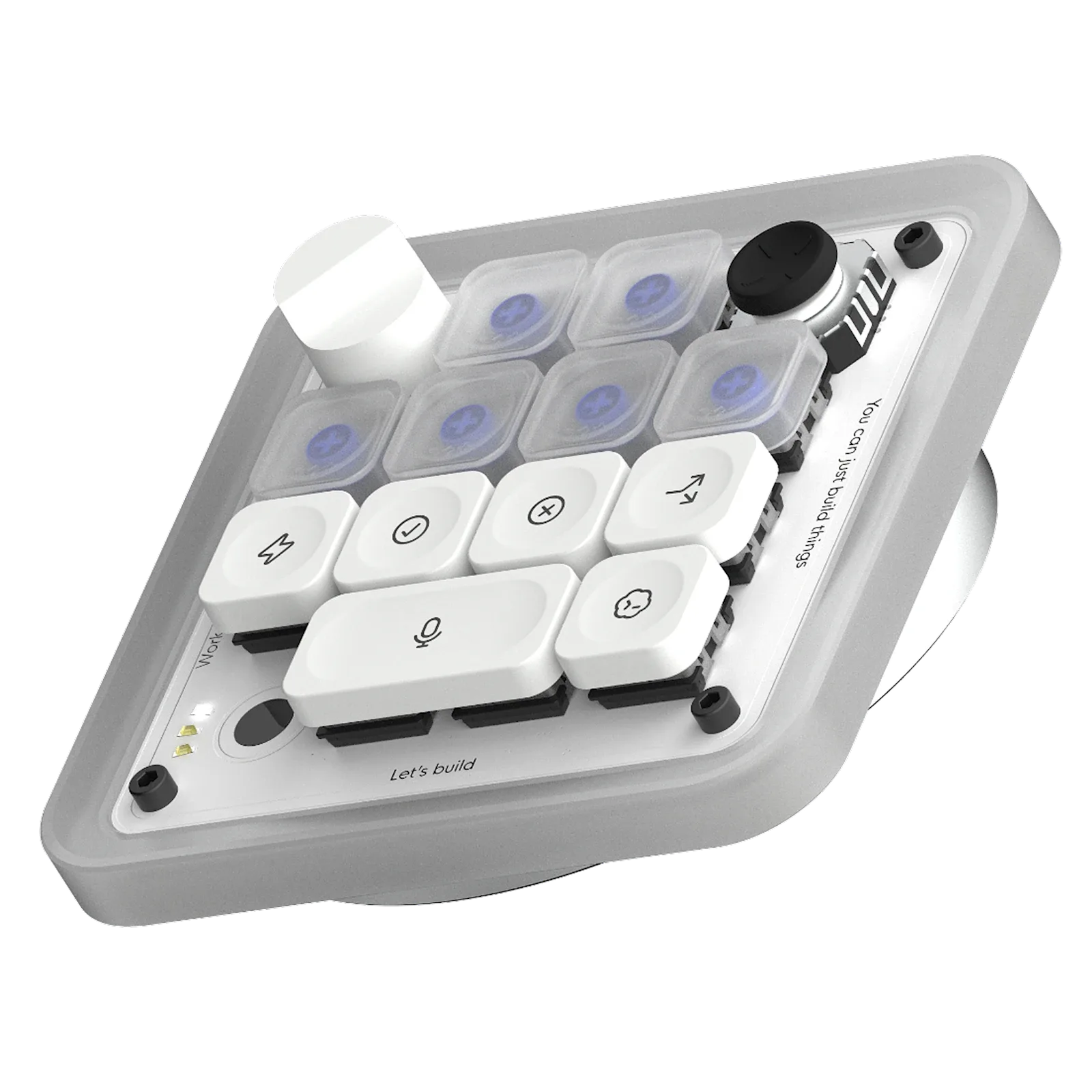 Official product photo of the Codex Micro AI keyboard with miniature layout