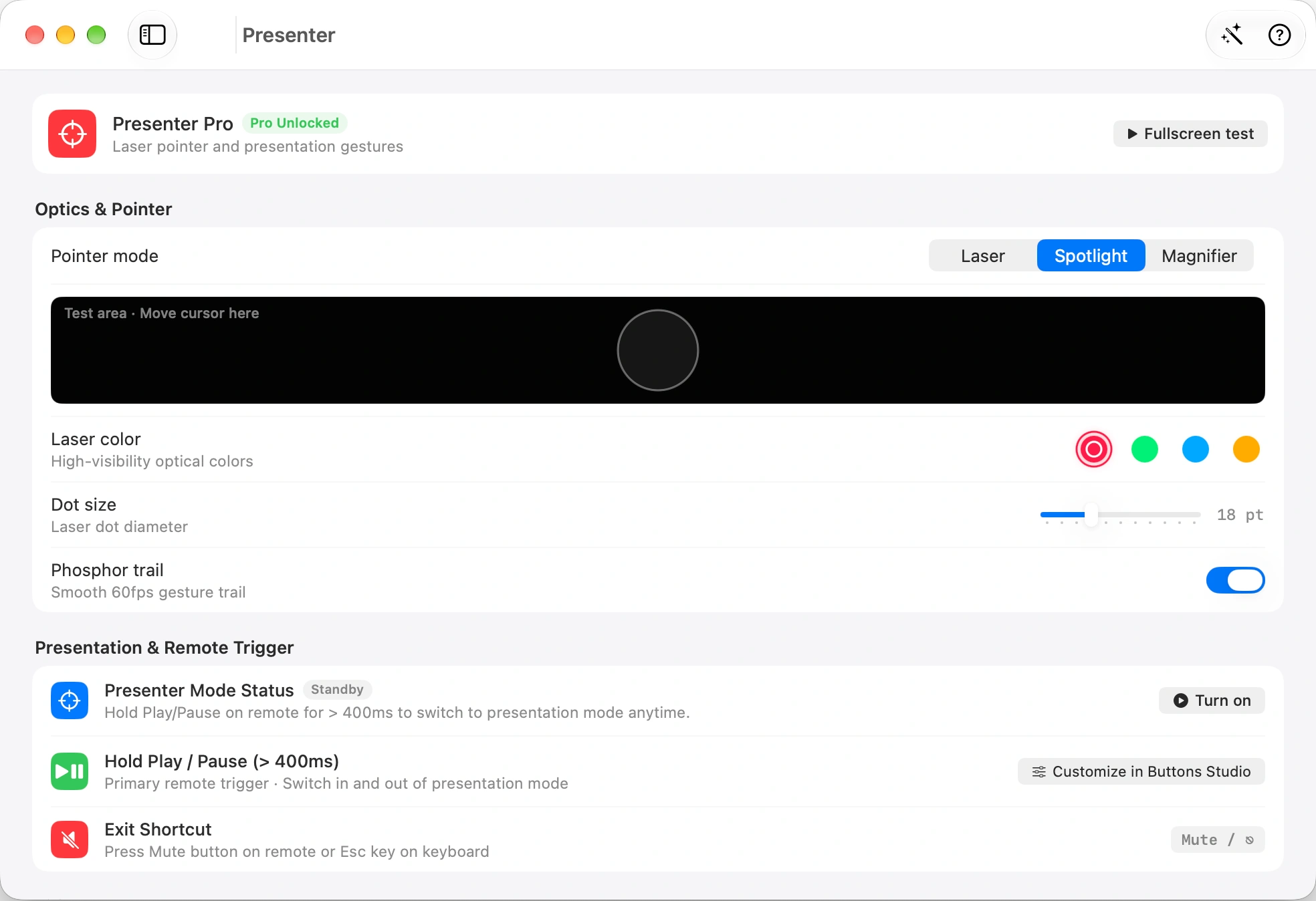 Spotlight controls